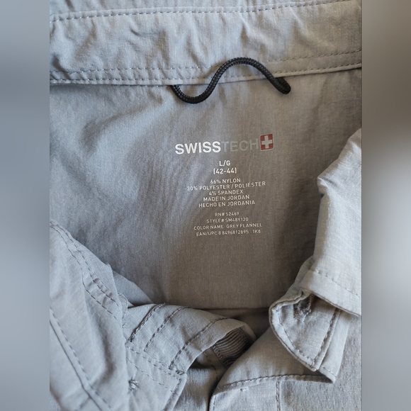 SWISS TECH Shirt Long Sleeve Button Up Nylon Blue and Gray L Large SM48Y120 - Picture 4 of 6